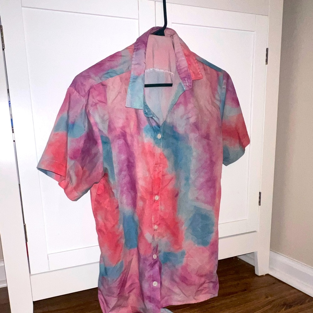 water color button down shirt